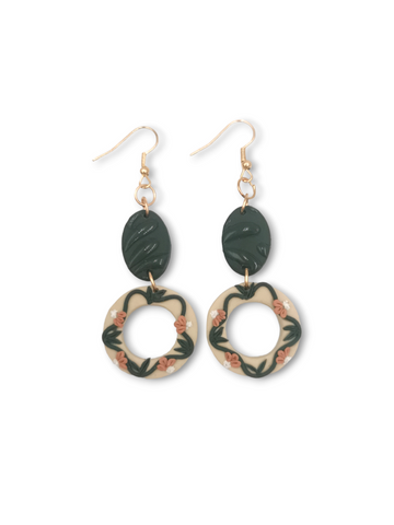 Floral Hoop Dangle Earrings